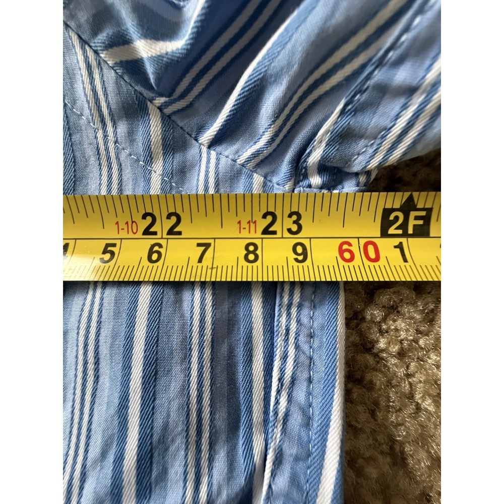 Abercrombie & Fitch Long Sleeve Button Up Shirt Blue Striped Y2K Logo XXL JBHS - Picture 7 of 9
